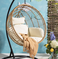Fauteuil suspendu en forme d'œuf, couleur naturelle, moderne, pour jardin, patio, extérieur