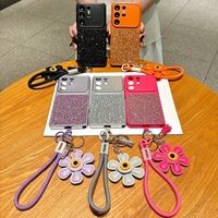 Étui de téléphone de luxe tendance à sequins losanges et paillettes avec cordon tournesol pour Samsung S22 S23 S24 S25 S26 Ultra A57 A56 A36 A07
