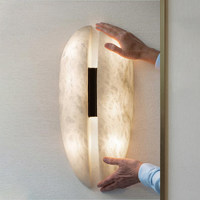 Appliques murales en albâtre naturel, appliques murales en marbre, luminaires muraux pour salle de bain, lampe murale ovale en pierre pour couloir et escalier