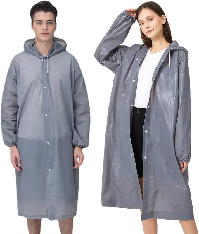 Unisex Grey Color EVA Rain Jacket