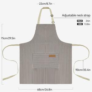 Delantal de Cocina Promocional con Cinturón Largo, Doble Botonadura, Rayas de Algodón y Lino, para Chef, Restaurante, Jardinería - Product Image 3
