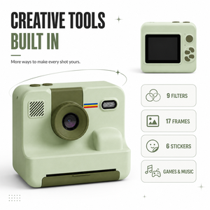 Appareil photo instantané pour enfants OEM en gros, écran 2,4 pouces, imprimante thermique sans encre 203 DPI, objectif rotatif, <span class=keywords><strong>mini</strong></span> appareil photo numérique jouet - Product Image 5