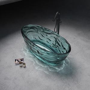 <span class=keywords><strong>Baignoire</strong></span> ovale à motif ondulé, indépendante et intégrée, pour hôtel, maison d'hôtes, en résine colorée, transparente, en cristal - Product Image 1