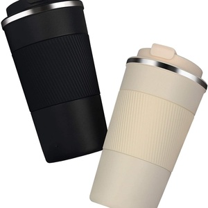 Termo de Viaje para Auto, Botella Aislada de Doble Pared de Acero Inoxidable 316, Taza de Café de 500 ml con Funda Antideslizante - Product Image 1