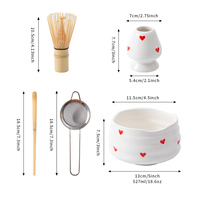 Ensemble de thé matcha en céramique sécuritaire, écologique, japonais, 5 pièces, boîte cadeau avec outils pour la préparation du thé
