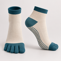 Chaussettes de yoga à cinq doigts en coton et élasthanne, antidérapantes, avec grip personnalisé et semelle à grip cartographié
