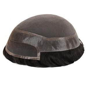 Système de toupet pour <span class=keywords><strong>homme</strong></span> en cheveux humains vierges, base fine mono durable avec dentelle PU frontale, invisible, densité 130% - Product Image 3