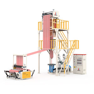 Hot saleTable cover double color strip PE Plastic Film Blowing Machine t-shirt /flat bag film blown machine - Product Image 6