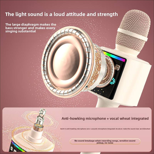 Microfono Wireless BT Karaoke L666 altoparlante 2-in-1 portatile microfono portatile con voce magica a doppio microfono e luci colorate - Product Image 5