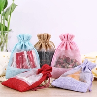 Haute qualité écologique lin Organza cordon pochette cadeau Logo personnalisé toile de jute naturelle pour bonbons café en gros sacs de jute