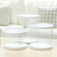 Boîte à gâteau de mariage transparente ronde haute à 3 niveaux (4-14 pouces) avec laminage mat, gaufrage, recyclable, qualité alimentaire, couleurs personnalisables