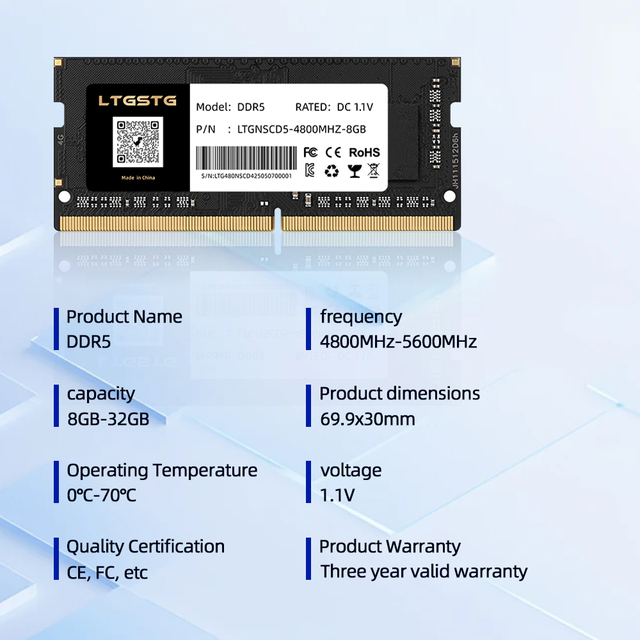 Universal DDR5 32GB 5600MHz 1.1V REG ECC RAM Upgrade Kit Stock Compatible with Most Laptops and Desktops