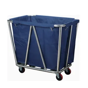 Hotel Laundry Cart Custom Wheels Heavy Duty Stainless Steel Hotel Commercial Foldable Wire Service Housekeeping Sorter Linen Rolling Laundry Cart