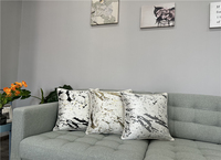 Housse de coussin décorative jacquard métallique à motif artistique moderne, avec dos en faux lin et passepoil, personnalisable, vente en gros