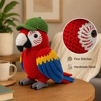 Peluche promotionnelle tricotée en forme de perroquet rouge, adorable jouet en peluche tricoté de perroquet rouge, poupée personnalisée en peluche tricotée de perroquet rouge