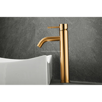 Luxueux or brossé haut mitigeur 1 trou monté sur le pont mitigeur salle de bain conteneur évier robinet salle de bain robinet