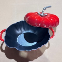Casserole en fonte émaillée rouge antiadhésive de haute qualité, nouvelle, 27 cm, en forme de citrouille