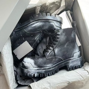 Luxury High-Quality Fashion <b>Boots</b> Vintage Distressed Splash-Ink <b>Platform</b> Work <b>Boots</b> Avant-Garde Designer Dark Style Casual Shoes - Product Image 1