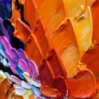 Tableau mural encadré Fleur Épanouieuse, Art abstrait texturé 3D fait main à l'huile, Décoration de salon, Peintures décoratives sur toile florale colorée