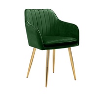 Chaise de salle à manger verte en gros, très demandée, chaise de petit-déjeuner en velours, fauteuil à pieds métalliques