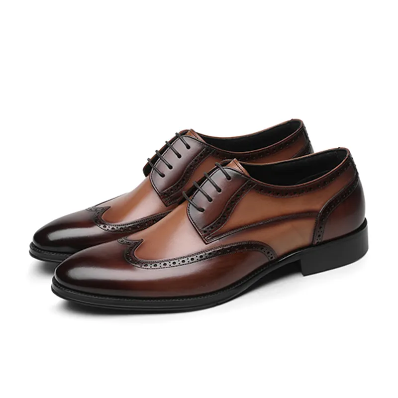 Men Dress Leather Shoes Formal Flat Brogue Shoes For Men Loafer Shoes For Men With Lace up