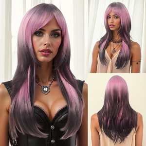 Thương Mại Nước Ngoài Tóc Giả Cos New Xiên Bangs Chọn Nhuộm Tóc Giả Châu Âu Và Hoa Kỳ Lớn Sóng Dài Xoăn Tóc Giả - Product Image 5