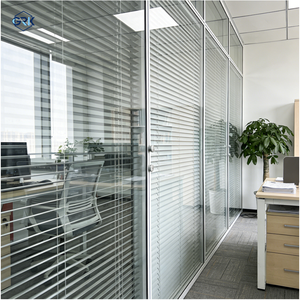 Cloison de séparation en aluminium dépoli, cloison de bureau transparente, mur de confidentialité, double vitrage de 100 mm, loupe intégrée, design moderne - Product Image 2