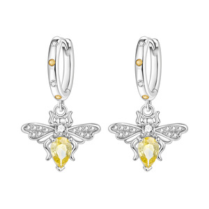 Hot-selling white copper <b>bee</b> earrings/hoops, original design, unique and sophisticated <b>gift</b> for women - Product Image 1