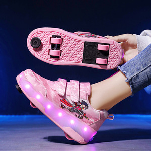 Flashing Roller Shoes For Kids With Led Lights And Wheels Size 29-40 EVA Material Plastic Wheel Double Row Design - Product Image 1