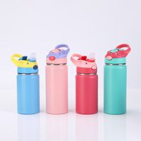 Botol Minum Anak Custom Portable 12oz 16oz, Cangkir Terisolasi dengan Sedotan, Termos Stainless Steel Vacuum Flask, Mug Tumbler Anak