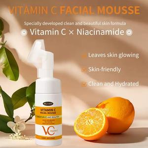 2025 nueva Etiqueta Privada vitamina C orgánica espuma acné lavado de cara blanqueamiento limpieza Mousse Aloe Vera espuma limpiador Facial - Product Image 3