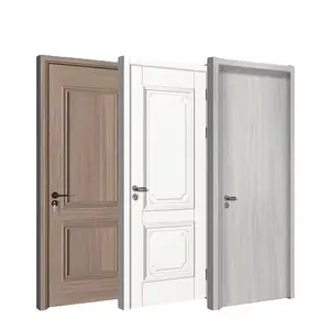 最新デザイン寝室無垢木製ドアPVCWPCパネルMDF住宅室内ドア