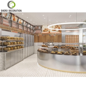 Mostrador de café moderno, diseño de exhibición, equipo de cafetería, muebles, estación de barra de café de madera de mármol - Product Image 1