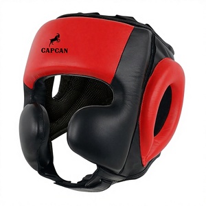 Protège-tête de boxe en cuir cousu de haute qualité et durable avec des caractéristiques de sécurité pour l'entraînement et la pratique intenses - Product Image 1