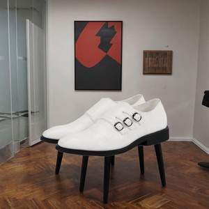 Zapatos de Vestir Casuales de Negocios para Hombre con Logotipo Personalizado, Transpirables, de Cuero PU, con Hebilla Metálica, Cuadrados, Negros y Blancos, Talla de Verano - Product Image 3