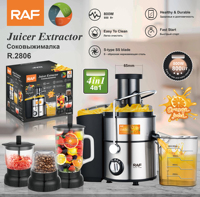 Extracteur de Jus RAF Multifonction 4-en-1 à Large Goulotte, Pressoir Lent Commercial pour Fruits et Légumes, Mixeur Centrifugeuse Professionnel