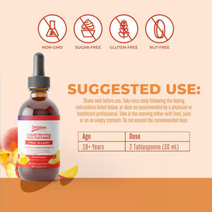 Multivitamínico Líquido Matutino OEM + Crecimiento Capilar Sabor Durazno y Mango Metil B12 y Folato Multivitamínico Reductor de Arrugas - Product Image 5