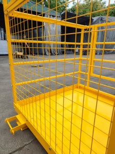 Cage de sécurité pliable robuste pour chariot élévateur, plateforme de travail en acier, panier de travail pour entrepôt et maintenance en hauteur - Product Image 3