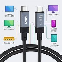 Cable USB4 de 40 Gbps de Super Velocidad, 240 W, 5 A, Carga Rápida PD, Cable Tipo C Compatible con Thunderbolt 3 para Laptop, Monitor, Teléfono