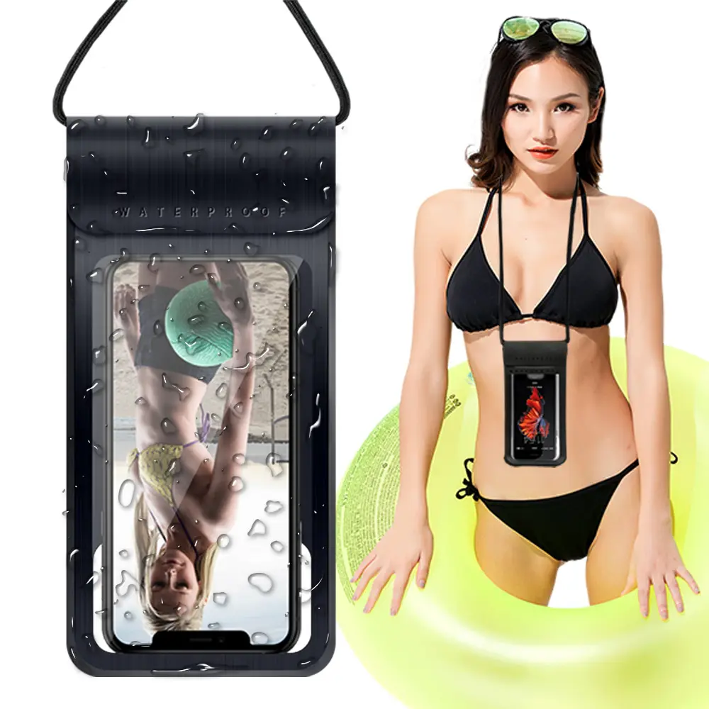Sinotop Wholesale Custom Logo Outdoor Sport TPU Clear Waterproof Mobile Phone Pouch Underwater Dry Bag For Cell Phones