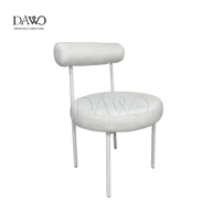 Chaise de salle à manger en velours blanc nordique durable de luxe avec pieds en métal pour salon et appartement, provenance Chine