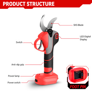 Sécateur électrique rechargeable de 50MM 2 vitesses sans fil sécateur progressif de branche d'arbre alimenté par <span class=keywords><strong>batterie</strong></span> pour bricolage industriel - Product Image 2