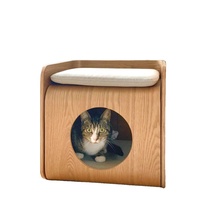 Table de chevet rectangulaire en bois massif pour chat, avec fermeture auto-agrippante, pour toutes les saisons, mobilier d'intérieur pour animaux de compagnie, CN Humans Pets