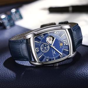 Reloj de pulsera para hombre Drioshipping Business Square ONOLA, informal, con diseño de timón hueco, resistente al agua, mecánico, con correa de cuero ON6848 - Product Image 4