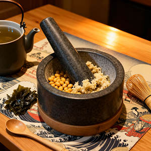 ชุดครกและสากหินแกรนิตธรรมชาติขนาดใหญ่พิเศษ พร้อมฐานไม้กันรอยขีดข่วน ตัวอย่างสินค้า - Product Image 3