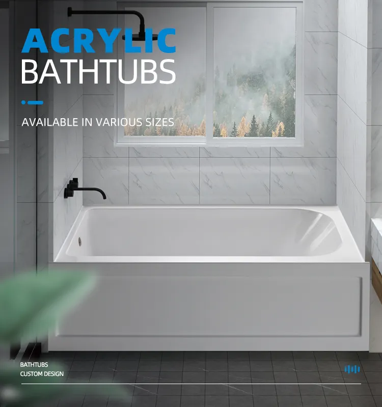 Simple style indoor freestanding soaking acrylic bathtub for adults apron bath tub