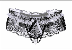 Ondeugende Kanten Jurk Ontwerp Panty Zwart Parel Kruis Slipje String Voor Meisjes - Product Image 4