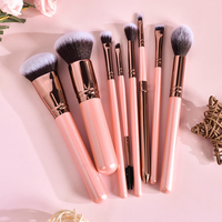 DailyQueen – Lot de 30 pinceaux de maquillage en poils synthétiques doux, vegan, couleur or rose, avec manche en bois, élégants, roses, pour le visage, le correcteur, Kabuki, éventail et angulaire