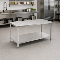 Mesa de Trabajo Comercial de Acero Inoxidable, Mesa de Trabajo Resistente de Acero Inoxidable con Estante Inferior para Preparación de Alimentos en Restaurantes