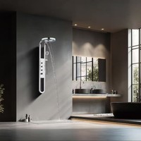 Système de douche 3-en-1 avec cascade, jets de pluie et jets latéraux en acier inoxydable SUS304 pour salle de bain d'hôtel (vente en gros)